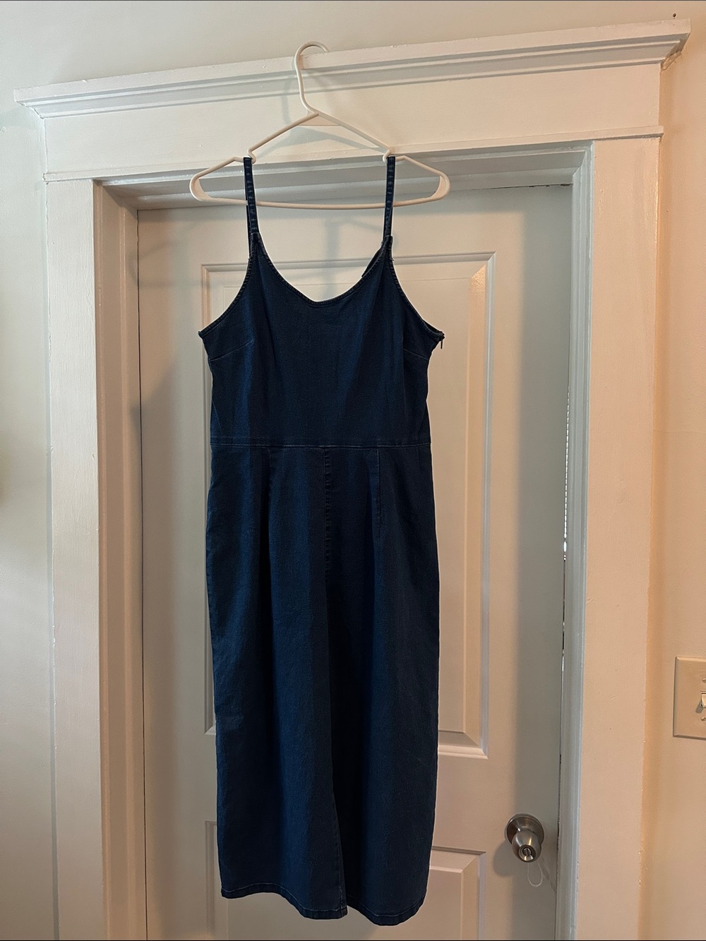 Dark Blue Denim Midi Jumpsuit